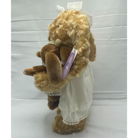 15" Rabbit w/ Baby Dan Dee Plush Stuffed Animal White‎ Laced Nightgown Easter - Picture 3 of 4
